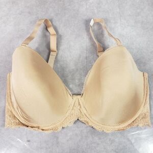 Calvin Klein Bra Womens 36DDD Beige Nude Underwire Push Up Lace T Shirt